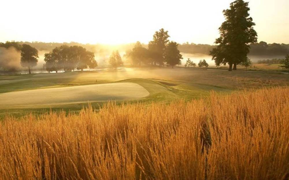 Bright sun and early morning on The Grove golf course
