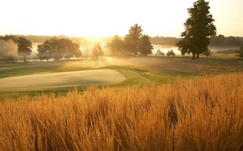 Bright sun and early morning on The Grove golf course