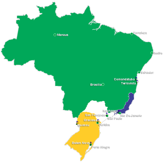Map of Golf Regions in Brazil