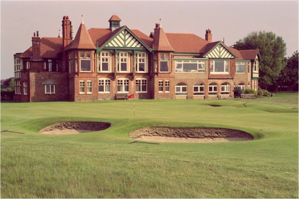 18th green and clubhouse at Royal Lytham and St Anne's golf course
