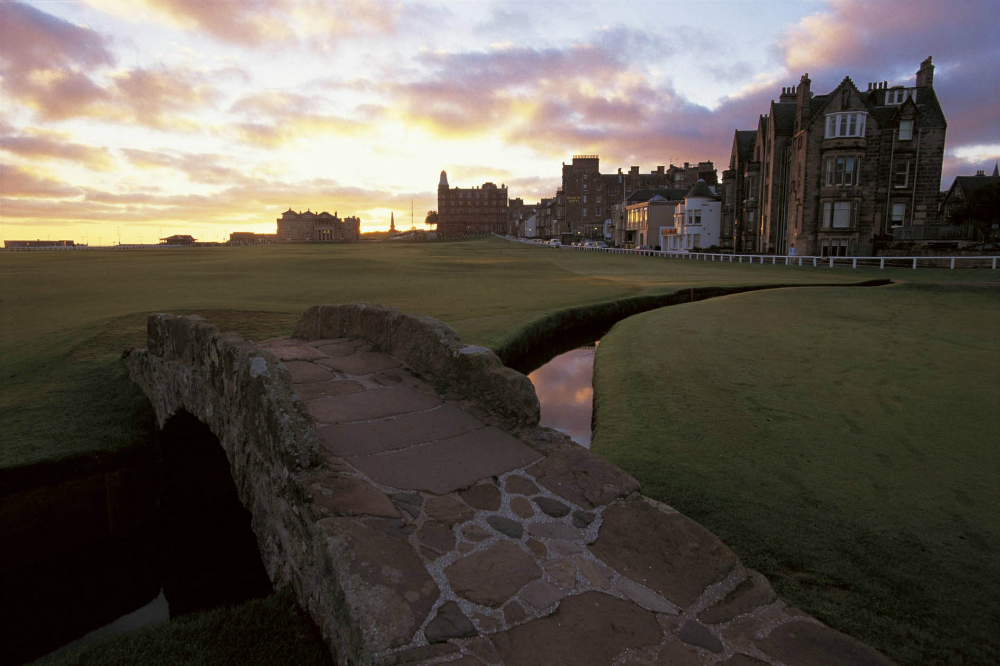 18th hole and swilcan bridge on the Old Course at St Andrews