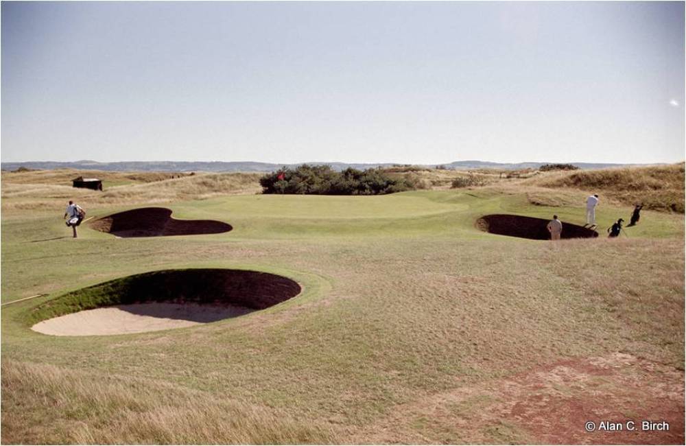 Deep green bunkers at the Royal Liverpool golf course