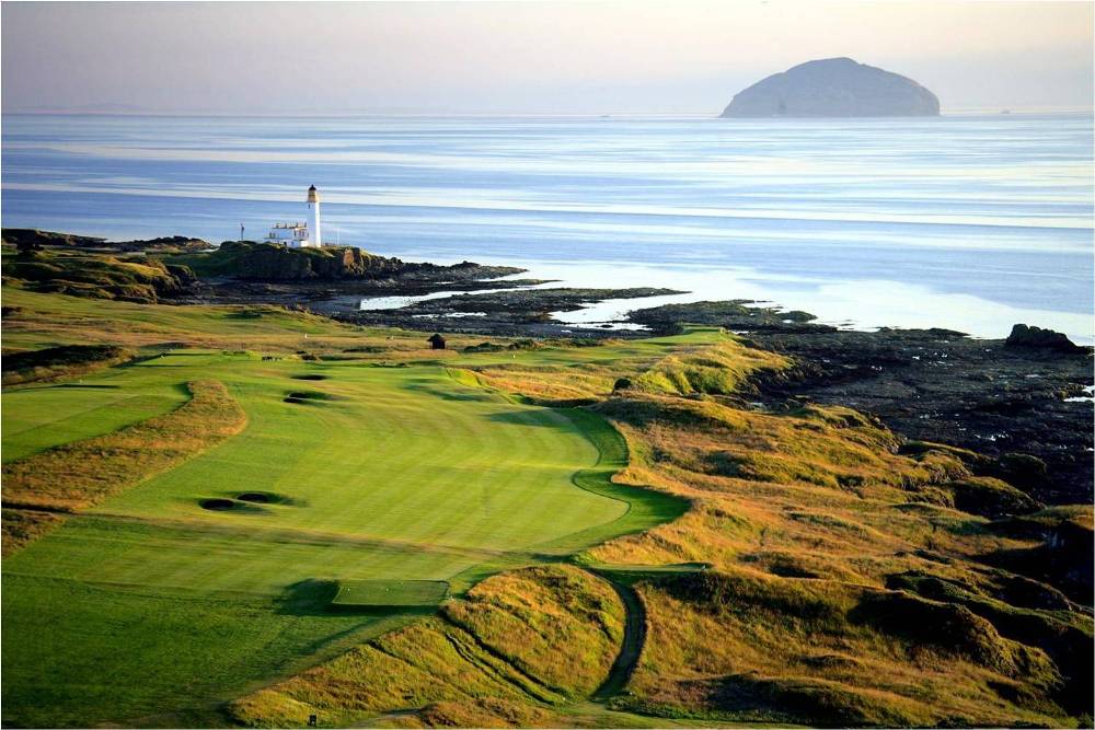 Ailsa Craig and light house at Turnberry