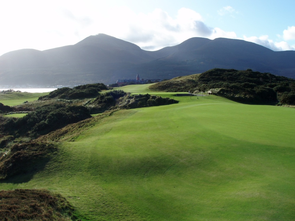 Elevated green on the Royal County Down golf course