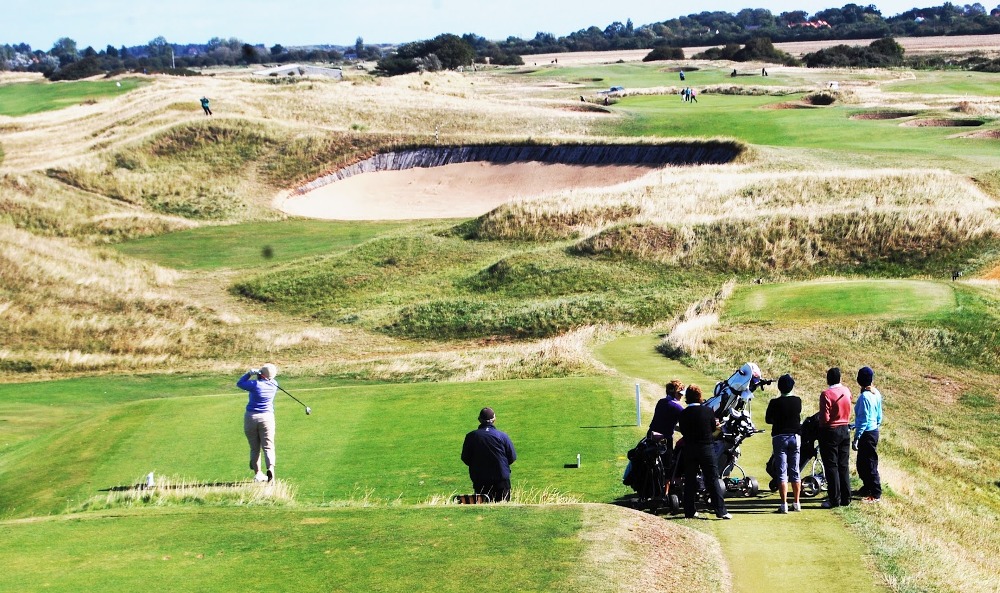 Golfers teeing off on the Hunstanton golf course