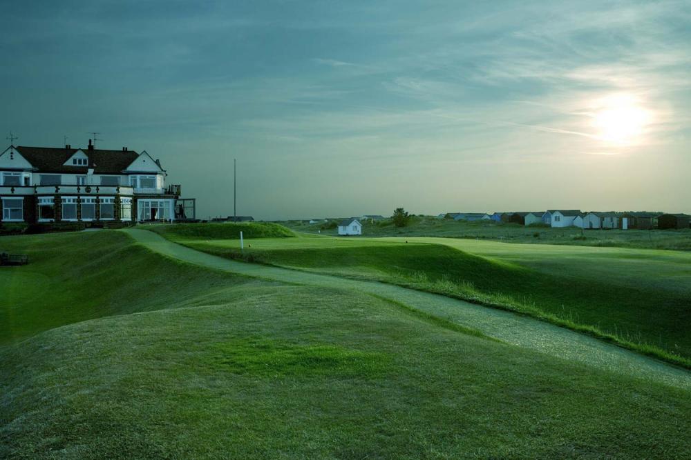 Clubhouse and 1st tee of the Hunstanton golf course