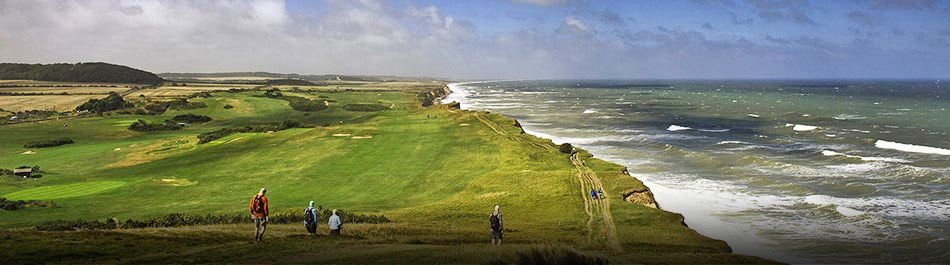 Hole on top of the cliff on the Sheringham golf course