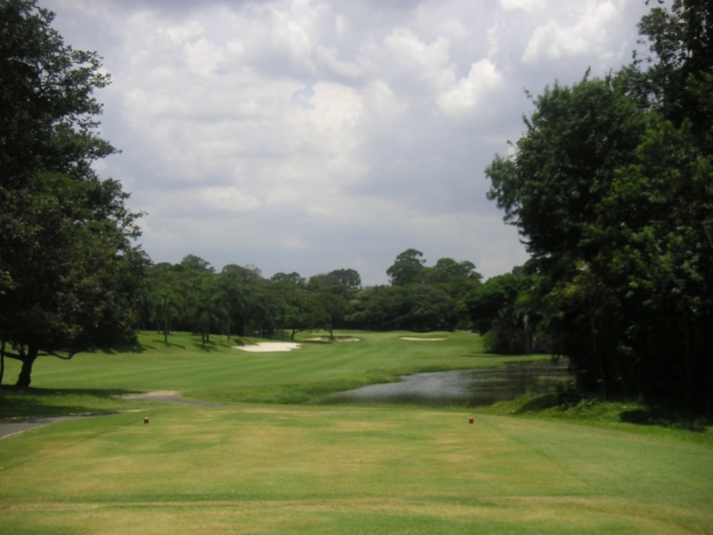 View from the tee of a long hole at the Sao Paulo golf course