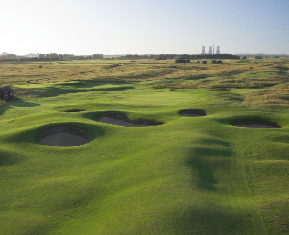 Aerial view of a few holes on the Royal St George's golf course