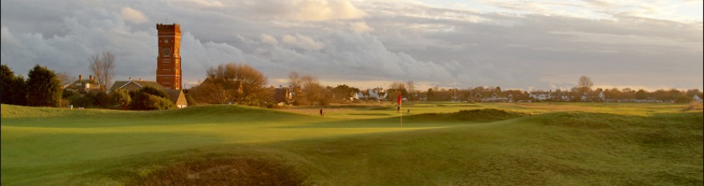 Green and tower on the Littlestone golf course