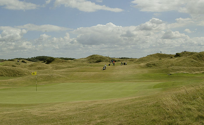Golfers playing on the Burnham and Berrow golf course