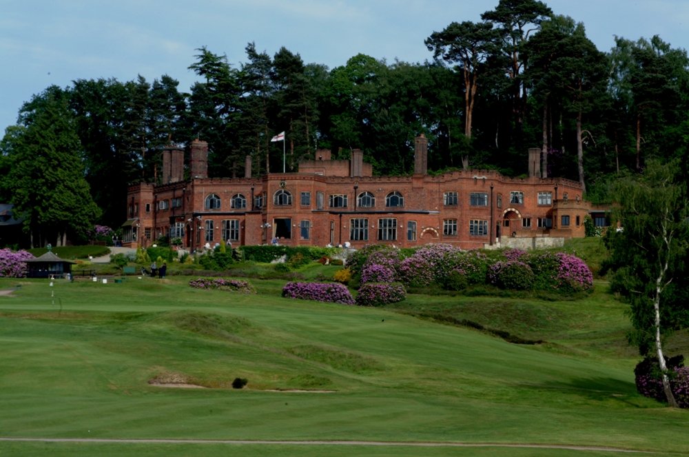 Hole and clubhouse at the St George's Hill golf course