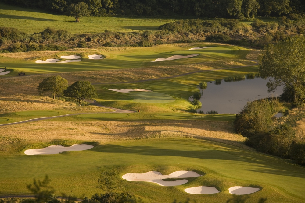 Aerial view on the Twenty Ten golf course at Celtic Manor