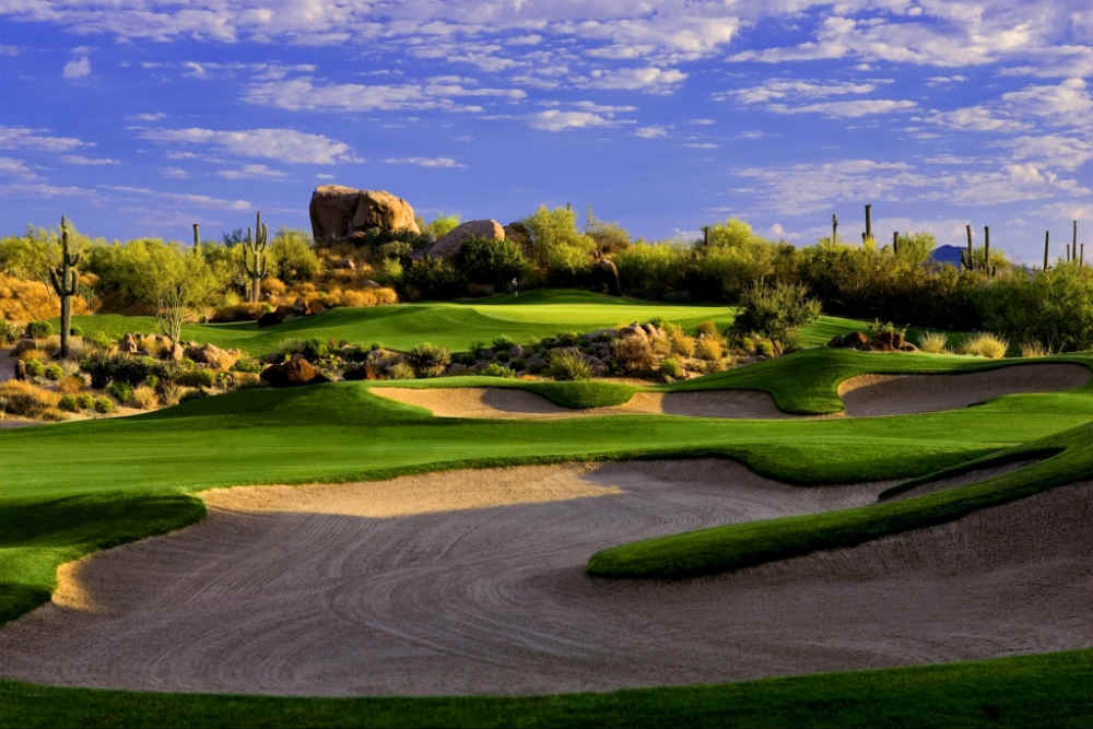 Trou trois du parcours Pinnacle au North Troon en Arizona