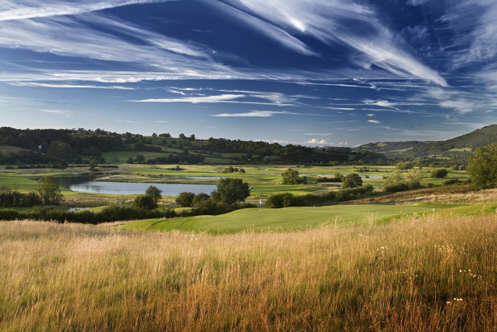 Elevated green on the Twenty Ten course at Celtic Manor