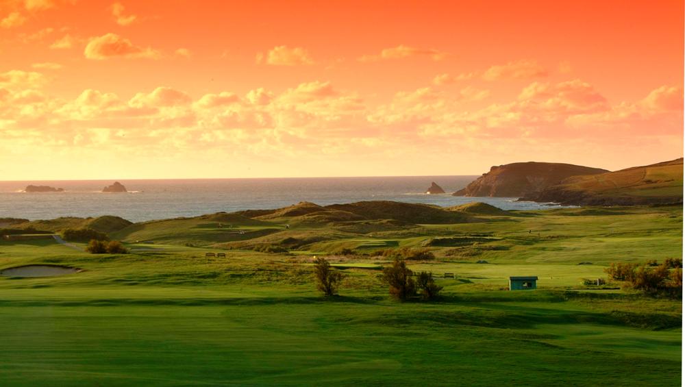 Sunset on the Championship golf course at Trevose golf club