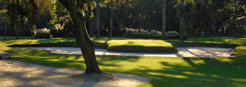 Bunker de green sur le parcours Harbour Town en Caroline du Sud 