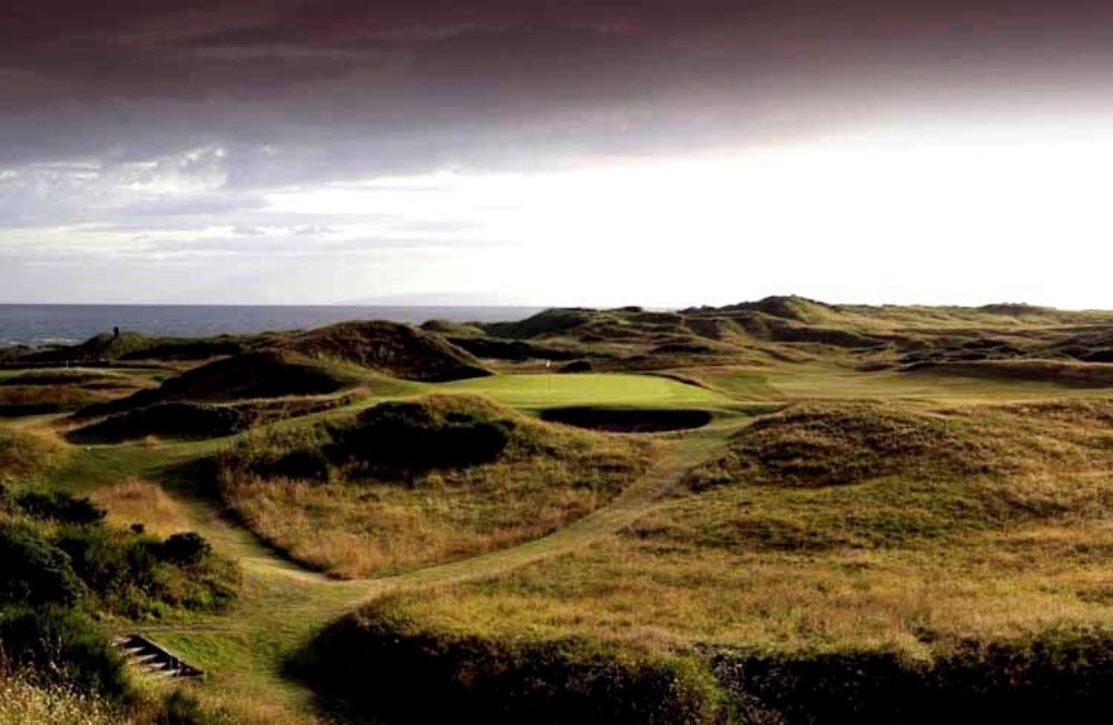The postage stamp 8th hole on the Old Course at Royal Troon