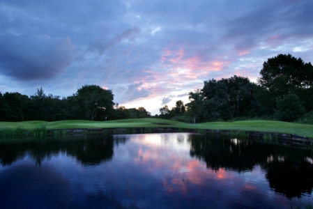 Lake and green on the Formby hall golf course