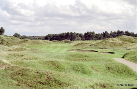 Hole surrounded by dunes on the Formby golf course