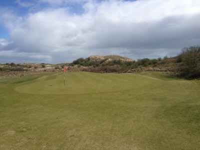 tiny green at The Island golf course