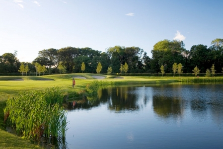 Green behind the lake at Fota Island golf course