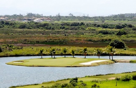 Island green at the Buzios Golf Club, close to Rio de Janeiro, Brazil