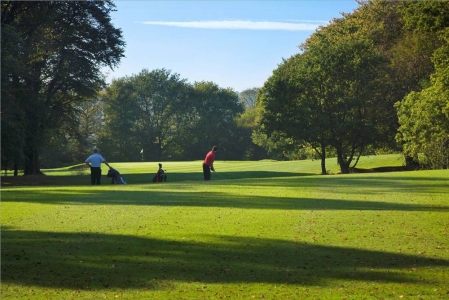 Golfers playing on the Newport golf course