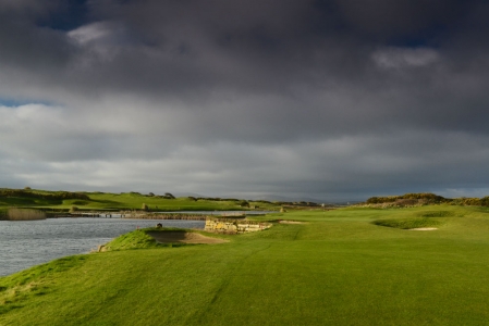 Fairway and sea on the Galway Bay Golf Course
