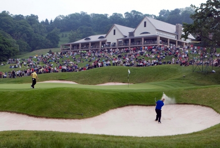 Players on the Twenty Ten golf course at Celtic Manor