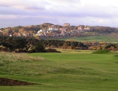 Village behind Muirfield golf course