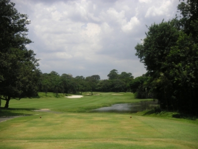 View from the tee of a long hole at the Sao Paulo golf course