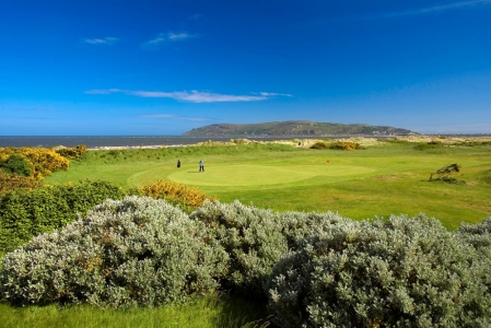 Golfer putting on the Conwy golf course