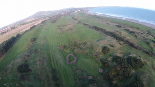 aerial view of Lundin Links golf course