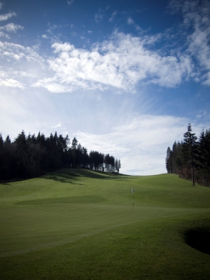 Downhill hole on the Montgomerie course at Celtic Manor