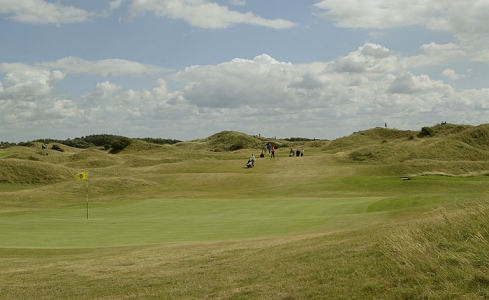 Golfers playing on the Burnham and Berrow golf course