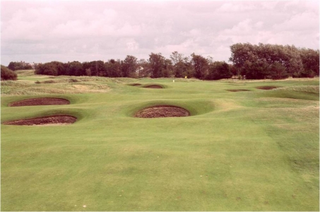 Undulated fairway and bunkers at Royal Lytham and St Anne's golf course