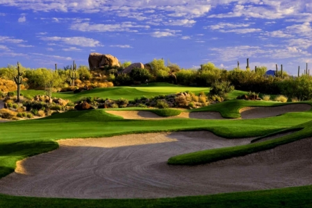 Trou trois du parcours Pinnacle au North Troon en Arizona