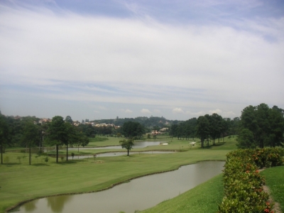 Holes and lakes at the Sao Fernando golf course