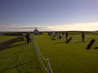 Entrainement au practice lors du Scottish Senior Open
