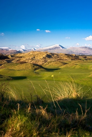 Dunes and mountains at Royal Porthcawl