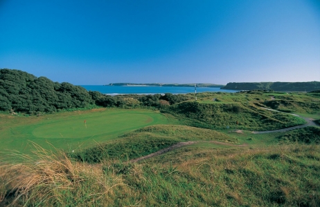 Elevated green and dunes at Tenby
