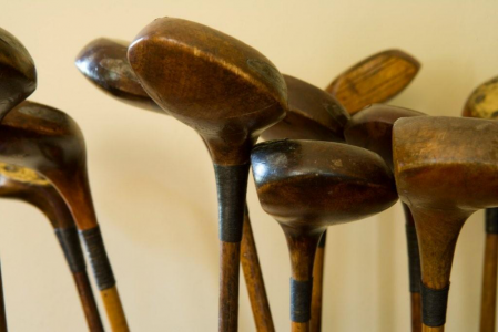 Old wooden clubs at Kingarrock golf club