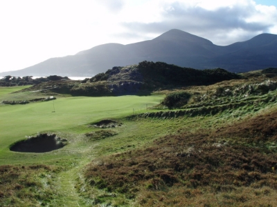 Small green on the Royal County Down golf course