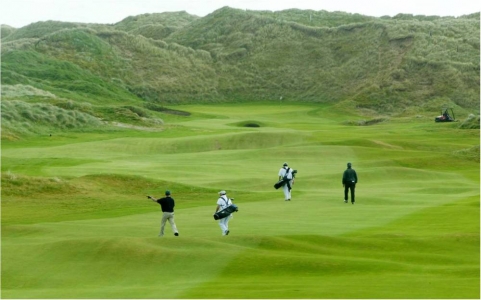 Golfers at Doonbeg golf course Trump International Golf Links