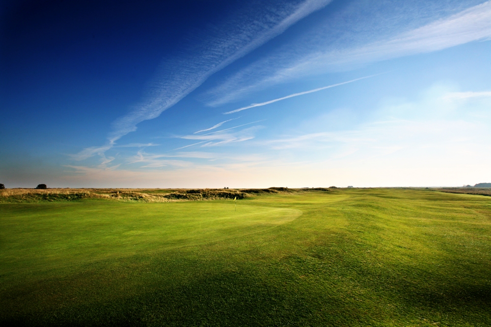Undulated fairway and green on the Prince's golf course