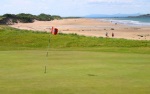 Beach and green at North Berwick golf course