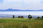 Golfers at Gullane Number 2 golf course